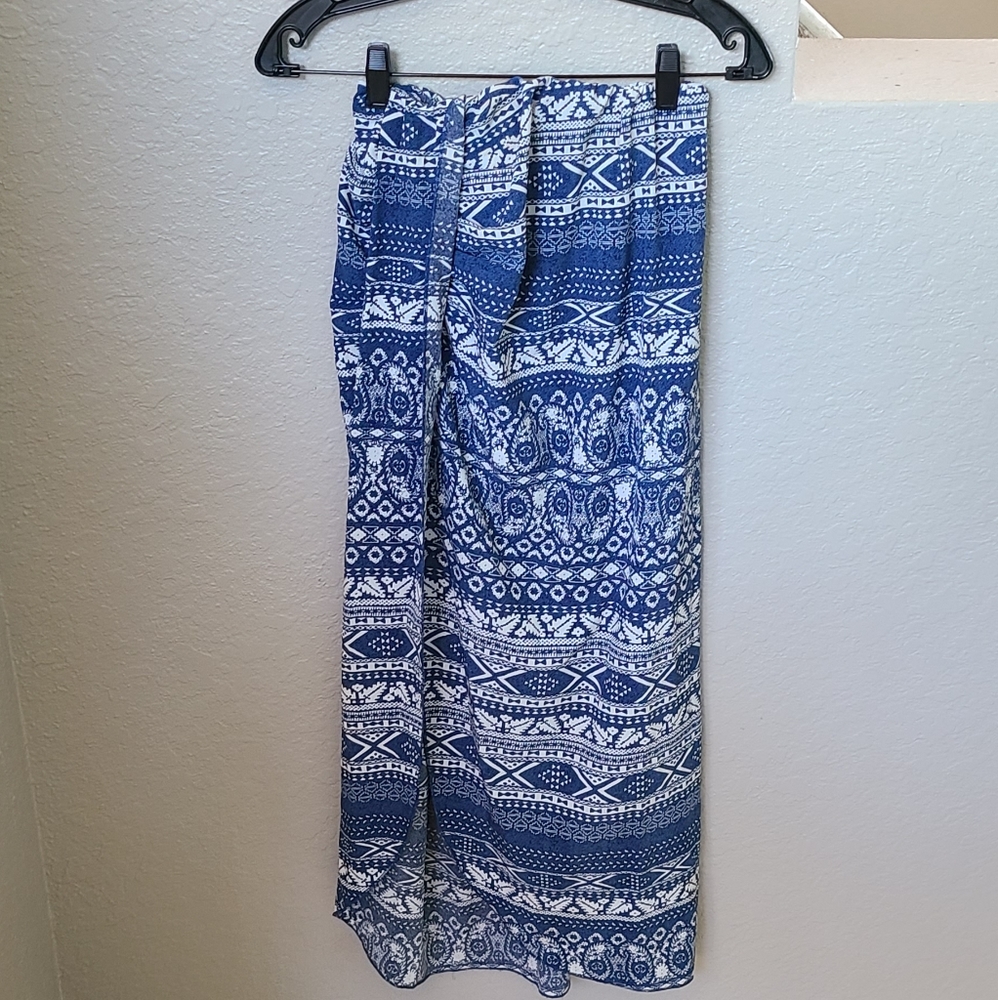 Oxygene Maxi Skirt Blue/White Wrap High Low